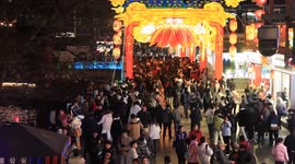 China: Tourists Enjoy Lanterns at Nanjing Confucius Temple in Nanjing