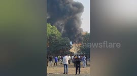 Major fire a chemical factory of Panki Industrial Area in Kanpur, Northern India