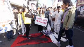 Protest against President Xin JinPing and Chinese government during the Lunar New Year Festival in Monterey Park in Los Angeles, California