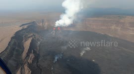 Lava vents seen from the air at Halemaumau Crater in Hawaii