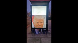 A mysterious shredded portrait of President elect Donald Trump appears outside U.S. Embassy in London
