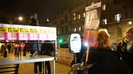 50 protesters gather opposite 10 Downing Street in protest against President Trump's Inauguration