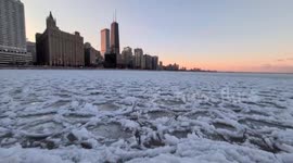US: Pancake Ice Formed On Lake Michigan In Chicago, IL