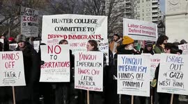 US: Protesters gather in NYC during Trump's Inauguration
