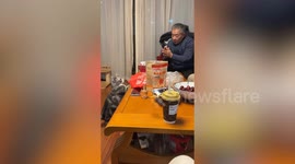 Clever cat mimics owner's traditional New Year's greeting