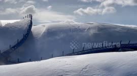 US: Rochester Airport Canopy Blanketed In Blowing Snow Amid Severe Winter Weather
