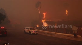 Flames engulf homes in hellish scenes from Palisades Fire