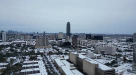 2025 Houston Snow storm, Drone forward shot of Williams Tower and Galleria Area covered in snow