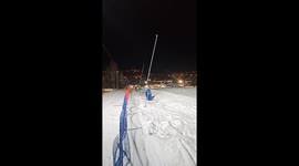 Rider thrown off snowmobile after high-speed hill climb goes wrong