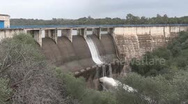 Spain: Gergal reservoir in Seville releases water after heavy rains