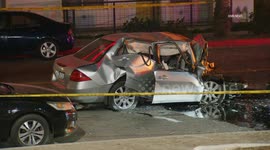 US, Los Angeles: Pomona High Speed Collision with Foothill Transit Bus Leaves One Dead B Roll Part 2