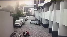 Bad driver reverses through concrete wall and crashes from second floor of car park