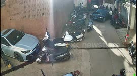 Bungling BMW driver runs himself over with his own car