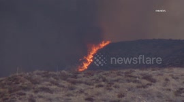 US, Los Angeles: Castaic Hughes Wildfire Pushes Toward Paintball Field Part 5
