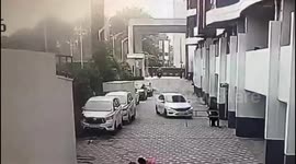 India: While parking, a car in reverse gear broke through the wall of the first floor and fell to the ground