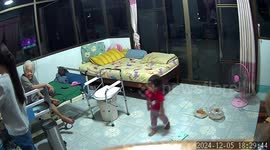 Clumsy grandmother drops hot tea on toddler while trying to take cup