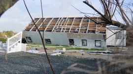 Tornado UK, Storm Eouwyn, holiday home park devastated by tornado. Trevornick, Holywell Bay, Cornwall, UK