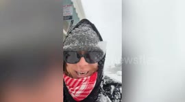 Bourbon Street in New Orleans blanketed in thick layer of snow