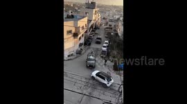 Palestine: Israeli forces chase Palestinian vehicles during their raid into the city of Halhul, north of Hebron
