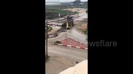 West Bank: Israeli forces bulldoze roads and destroy infrastructure at the entrance to the town of Al-Yamoun, north of the West Bank