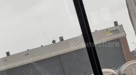 UK: Roof Debris Blown Off By Storm Eowyn’s Gusty Winds In Belfast