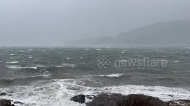 Storm Eowyn starting to hit peak winds on Loch Long in Argyll Scotland this afternoon