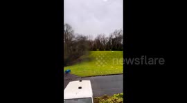 Storm Eowyn sends bins flying in UK neighborhood chaos