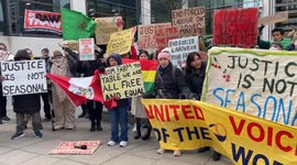 Seasonal Workers Protest Outside the Home Office in central London