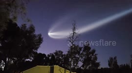 Footage shows the Space X Falcon 9 streaking across the Californian sky
