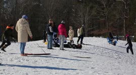 Kids and adults have fun after a rare snowstorm hits Southeast North Carolina, USA - 2