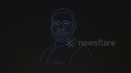 Face of PM Modi during drone show on Republic Day 2025 in India