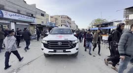 Gaza Strip: Released Palestinian prisoners arrive at the European Hospital in Jan Yunis
