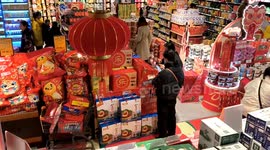 China: People Shop For Chinese Lunar New Year Goods in Fuyang