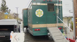US, Los Angeles: Altadena Cybertrucks Supply Power to Altadena Sheriffs Command Center For Wildfire and Rain