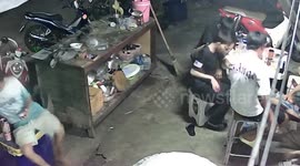 Drinker topples into ice bucket when friends leaves lid open