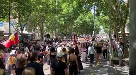 Australia: Invasion Day parade moves through the streets of Melbourne