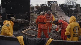 US, Los Angeles: Pacific Palisades Rescuers From Mexico Find Jewelry in Palisades Wildfire Rubble With Sound On Tape