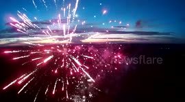 Drone footage of July Fourth fireworks