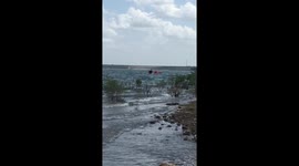 Biplane crash rescue in Lake Travis Texas