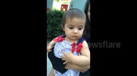 This baby does not like fireworks