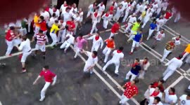 Bulls crash at San Fermin running in Spain