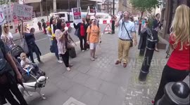 Anti dog meat festival protest outside of the korean embessy