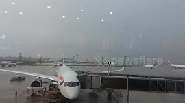 Lightning appears to strike British Airways plane at Brazil airport