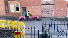 Sinkhole swallows cars in South Shields, UK