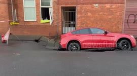 Huge sinkhole swallows cars in South Shields, UK