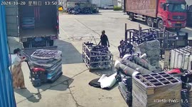 Factory worker missteps and falls from lift-loading truck