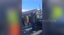 Police called as group of protesters block installation of liveable neighbourhood