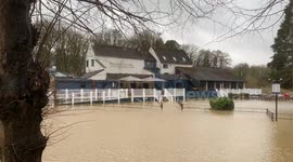 Flooding at Bathampton Mill, Bath and North East Somerset, UK