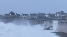 Storm Herminia sends massive waves crashing into 20ft sea wall on Isle of Portland