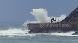 Storm Herminia unleashes spectacular waves in San Sebastian, Spain